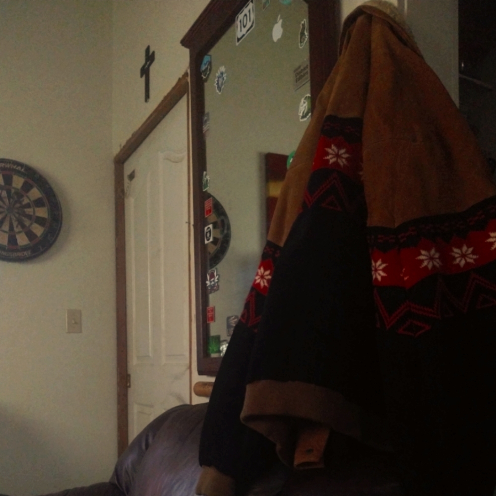 Men's leather fleece native American jacket